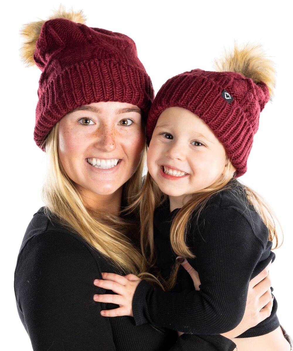 8567 Matching Adult/Toddler Bundle FJ Oversized Cable Knit Pom Beanie